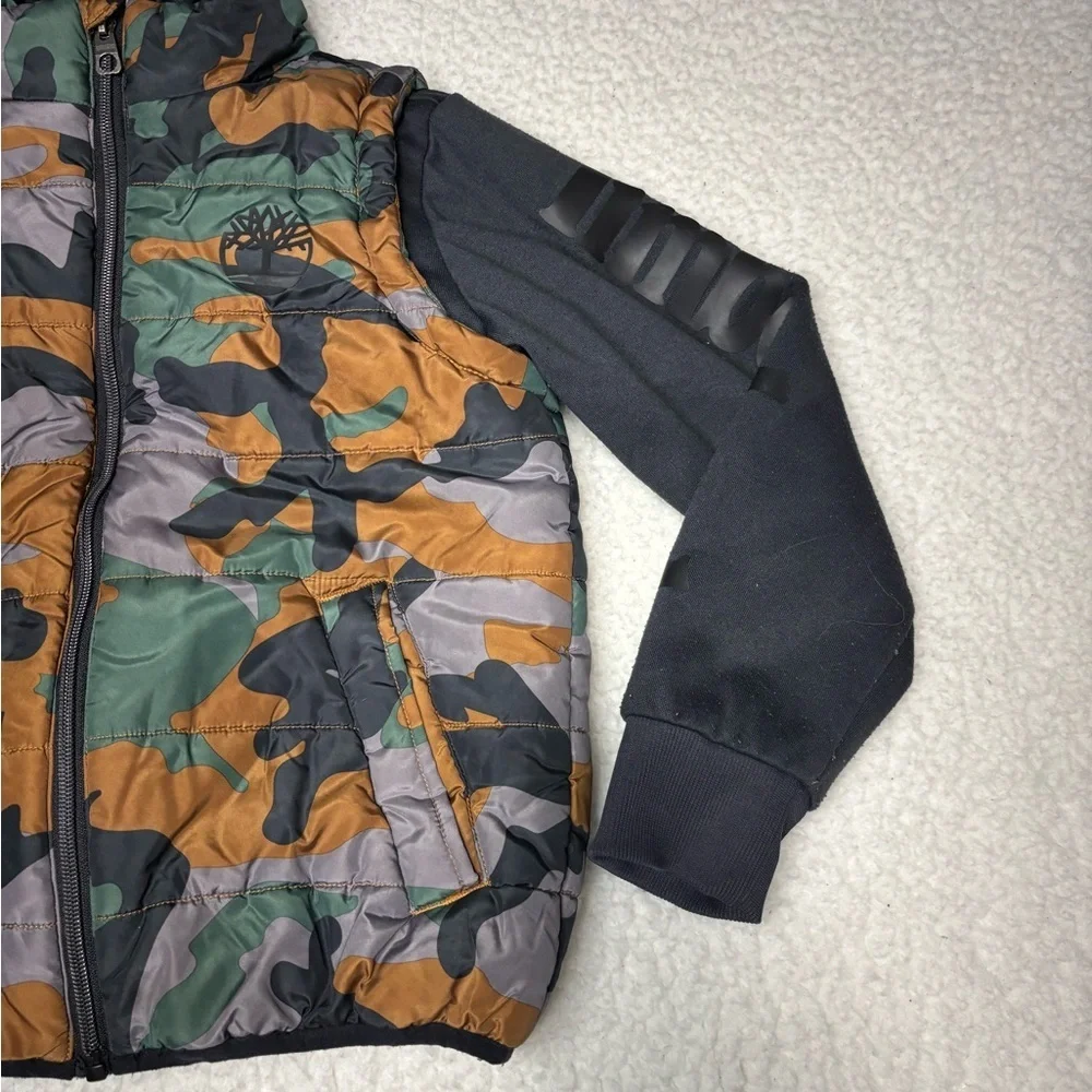 Timberland Kids Camo Quilted Puffer Hybrid Jacket